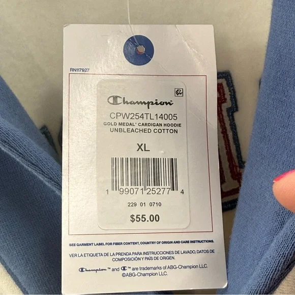 NWT Champion Women's Gold Medal Olympic Hooded Cardigan Sweatshirt Cream Size XL - Picture 14 of 16